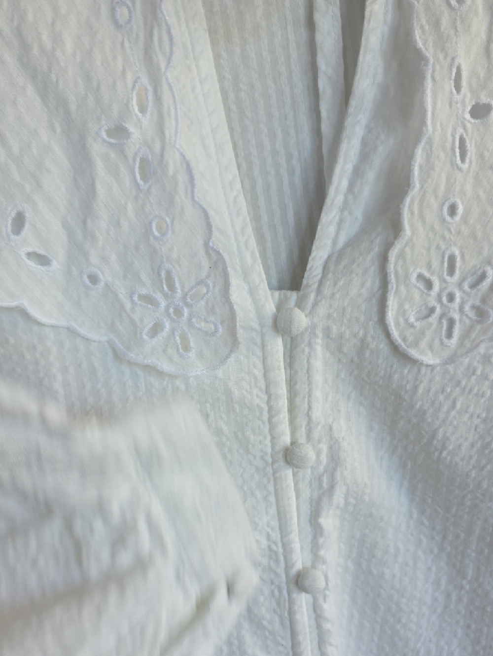 a new day White Eyelet Collar Button-Front Blouse Large - Picture 5 of 9